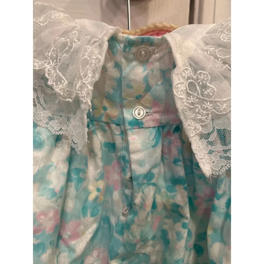 Vintage 80s Rare Editions Lace Dress 9M ILGWU Made in USA Pastel Ribbon